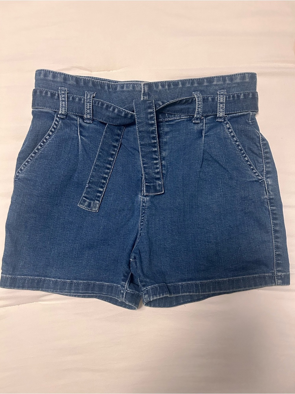 a.n.a Blue Denim Paperbag Waist Shorts